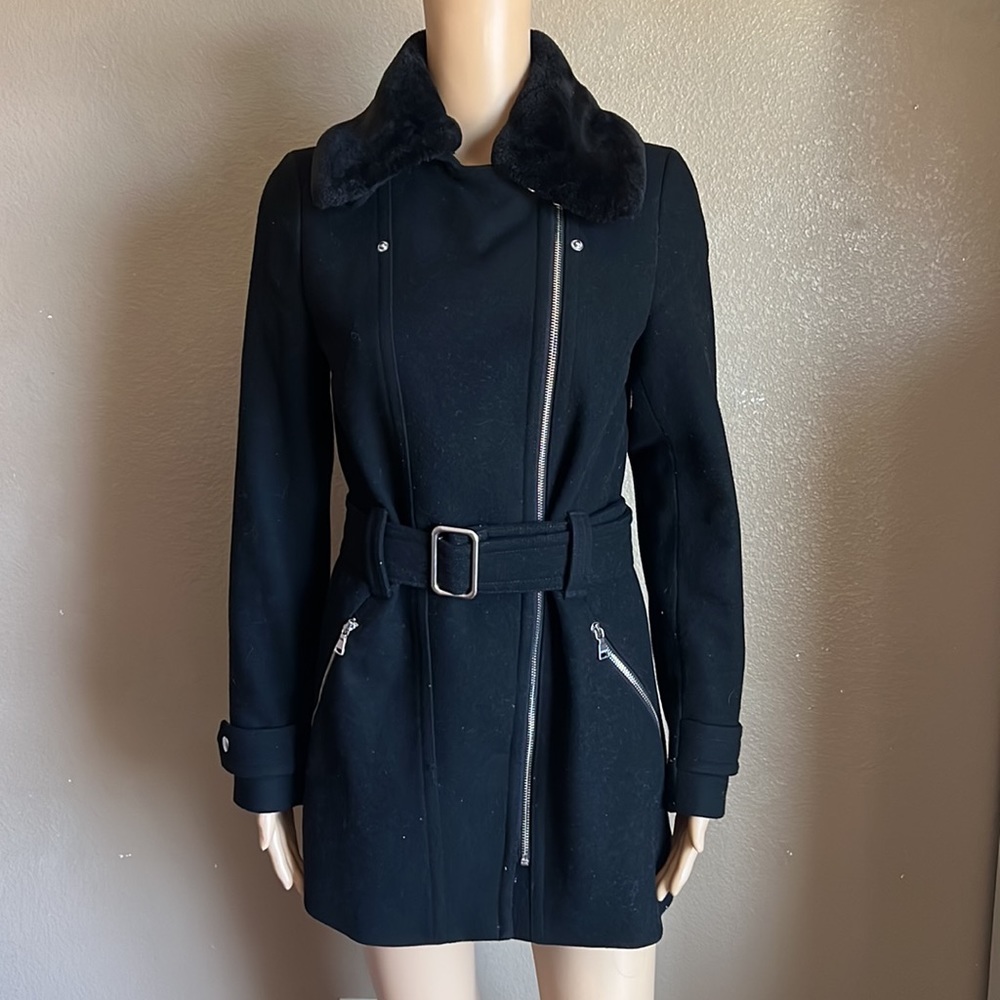 Express Black Wool Trench Coat Sz Small